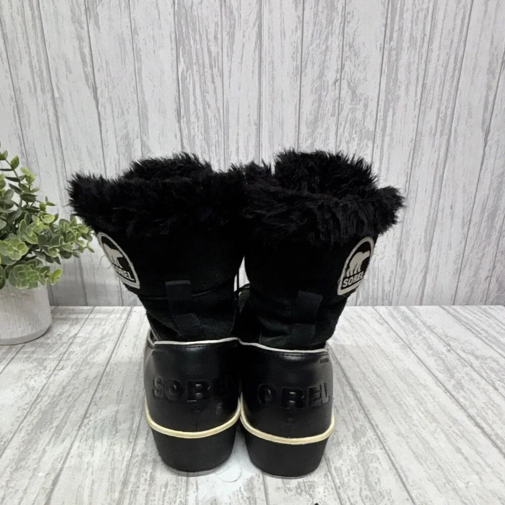 Womens Size 10 SOREL Tivoli II Black Suede Faux Fur Lined Snow Boot EU41 UK8